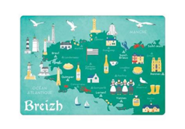 Tischset - Karte der Bretagne - bretonisch - Bretagne Allerlei